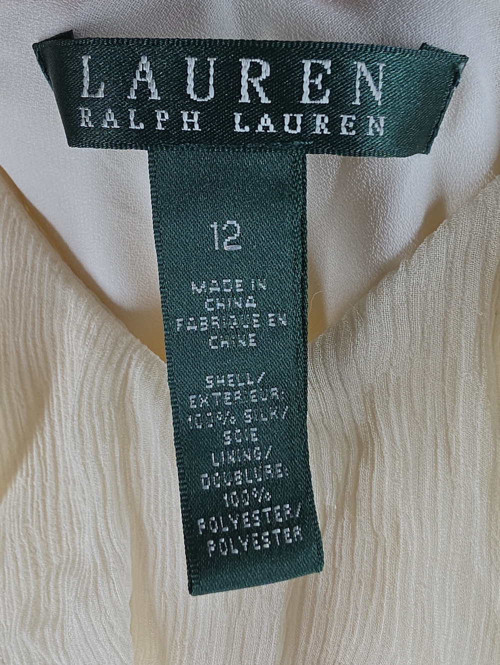 Lauren Ralph Lauren Ivory 100% Silk Ruffle Maxi Gown Dress 12 NWT - Picture 9 of 12